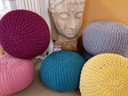 Mira pouf – chunky knitted pouf made of recycled plastic in nine colours