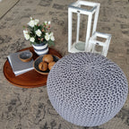 Onda pouf – chunky knitted pouf made of recycled plastic in natural