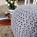 Onda pouf – chunky knitted pouf made of recycled plastic in natural