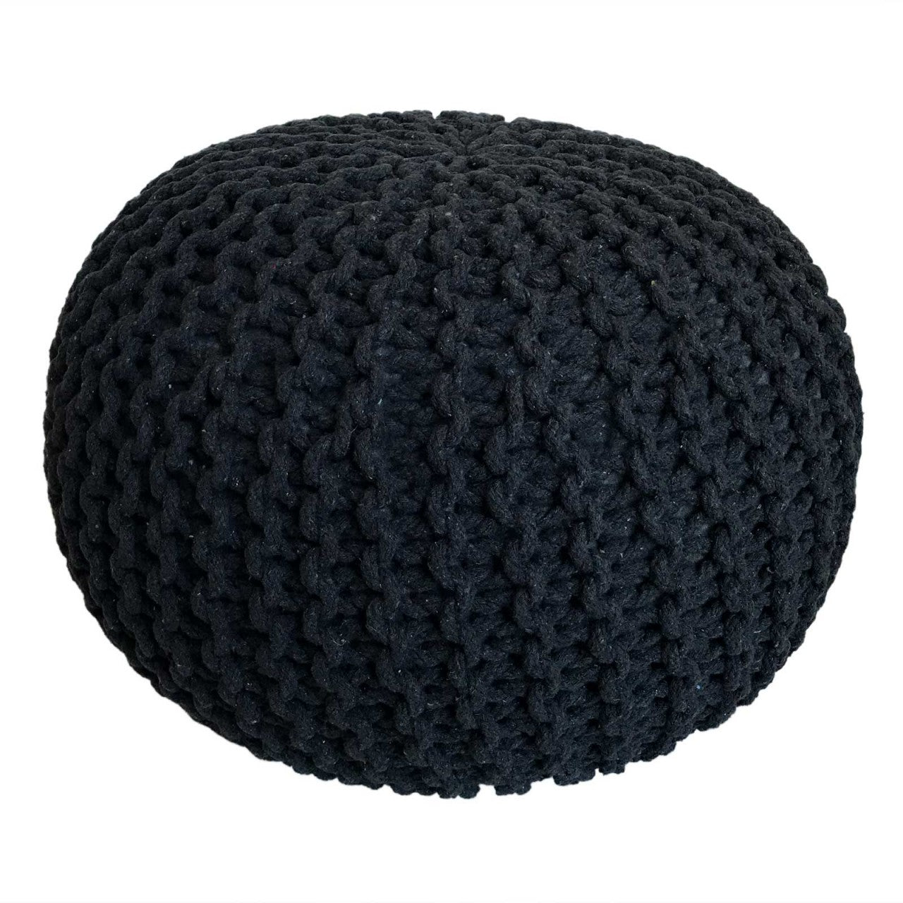 Strick-Hocker pouf – hand-woven cotton in various colors