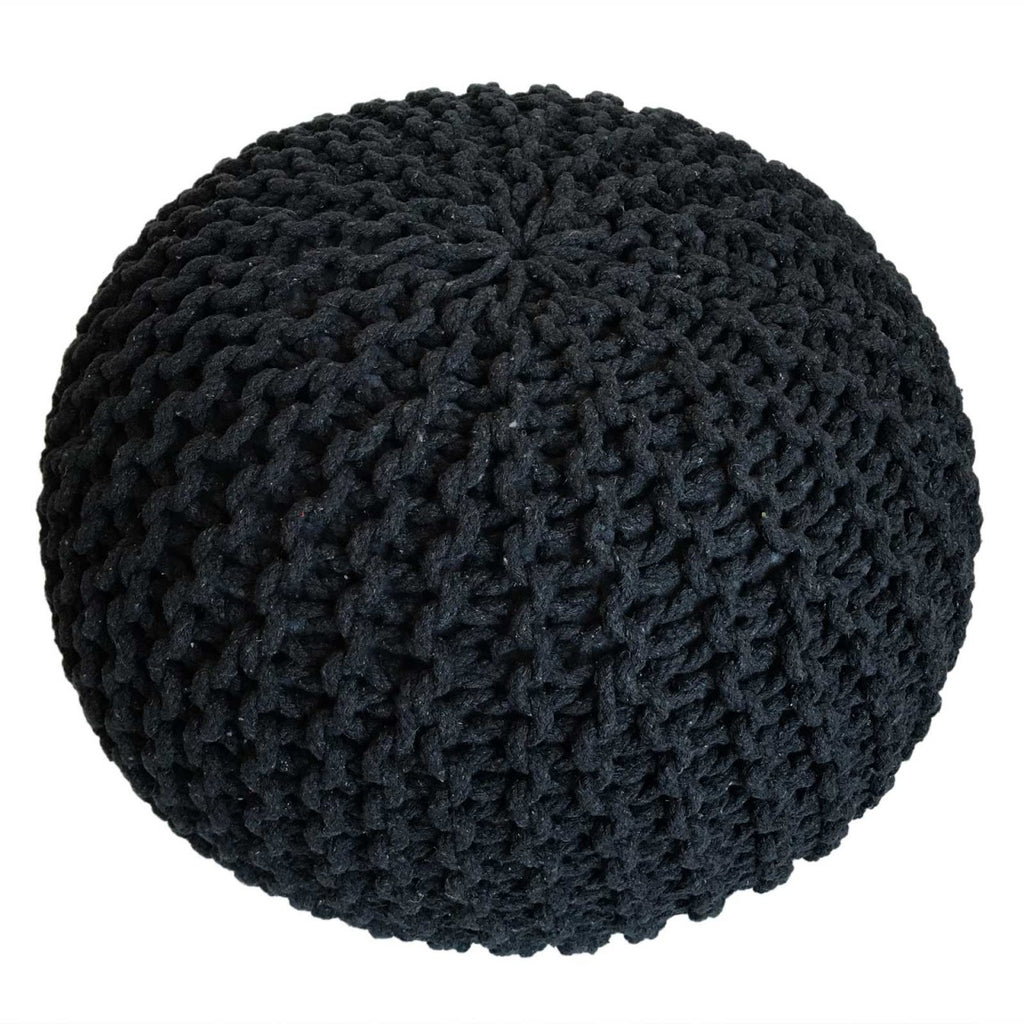 Strick-Hocker pouf – hand-woven cotton in various colors