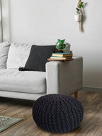 Strick-Hocker pouf – hand-woven cotton in various colors