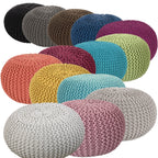 Strick-Hocker pouf – hand-woven cotton in various colors