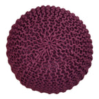 Knitted Pouf - Handwoven Cotton in Bordeaux