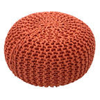 Zitpoef Terra – grofgebreide poef van gerecycled katoen in terracotta