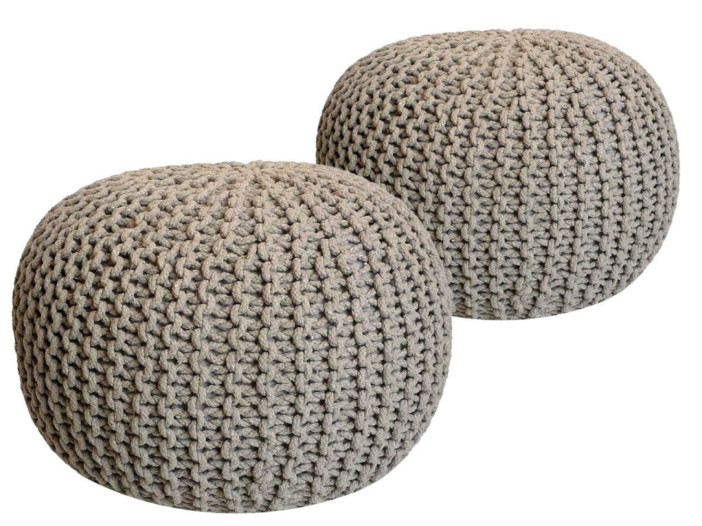 Kato pouf – chunky knit pouf in natural beige