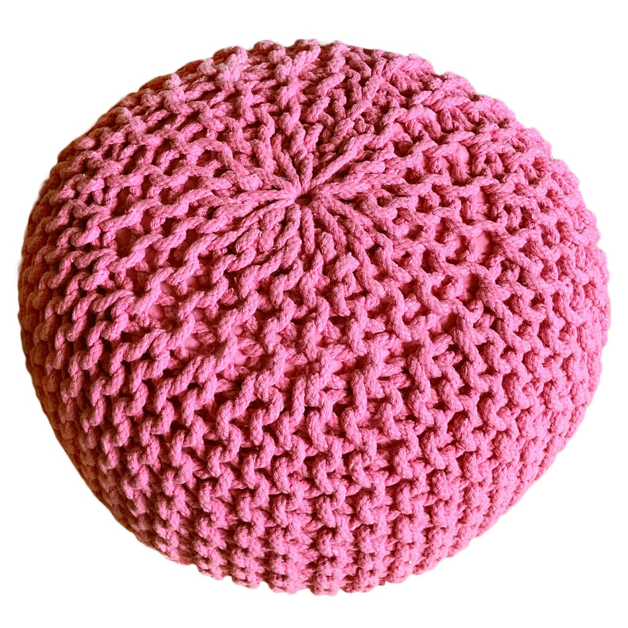Zitpoef Luxe – handgehaakte poef in beige en roze