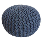 Zitpoef Duo – handgehaakt poef in warm beige en blauw