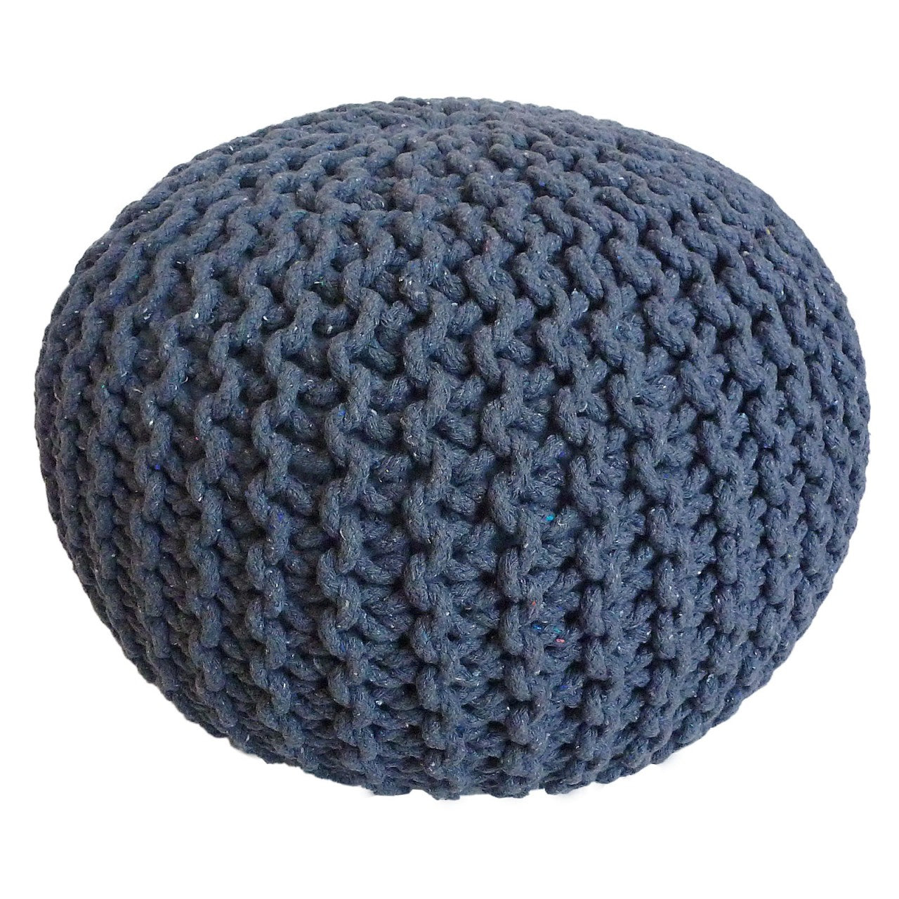 Zitpoef Duo – handgehaakt poef in warm beige en blauw