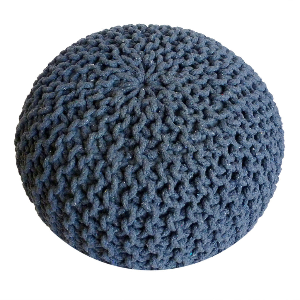 Zitpoef Duo – handgehaakt poef in warm beige en blauw