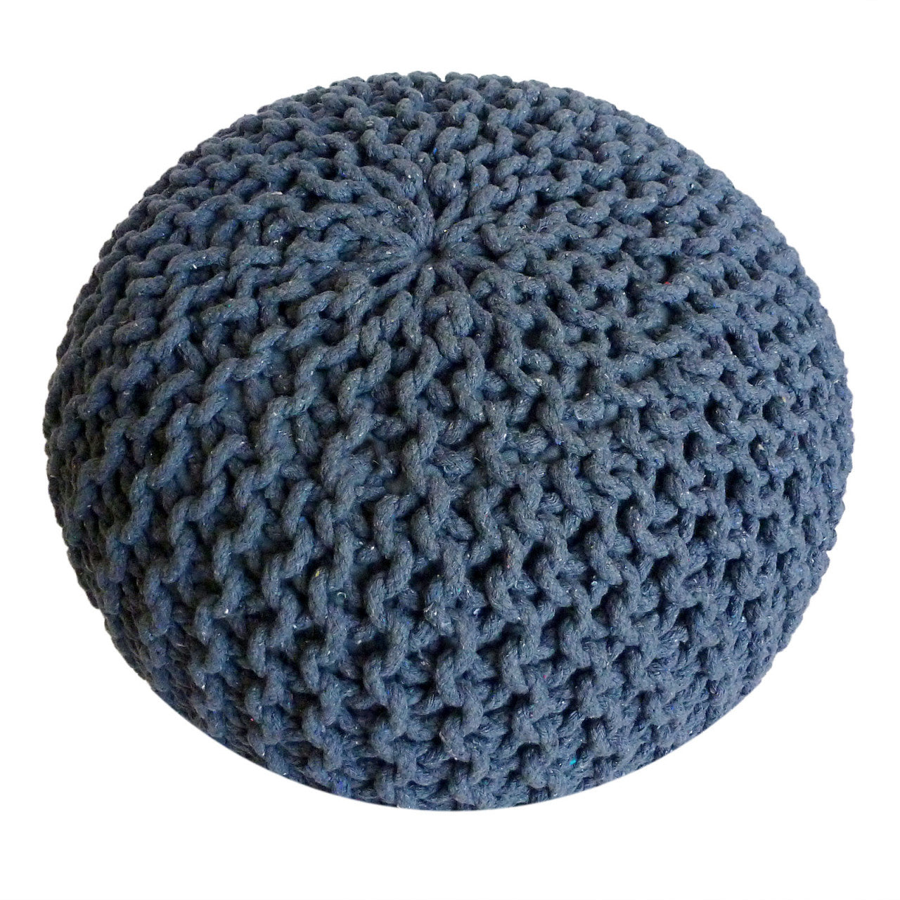 Zitpoef Grayson – grof gebreide katoen in grijs en blauw
