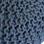 Zitpoef Grayson – grof gebreide katoen in grijs en blauw