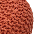 Zitpoef Terra – handgemaakt van gerecycled katoen in terracotta en wit