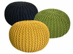 Zitpoef Elan – grofgebreide pouf in antraciet met neon en geel