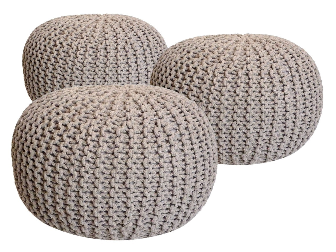 Zitpoef Coco – handgemaakt van gerecycled katoen in grof beige