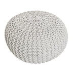 Zitpoef Trine – grofgebreide poef in wit, beige en geel