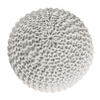 Zitpoef Trine – grofgebreide poef in wit, beige en geel