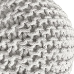 Zitpoef Trine – grofgebreide poef in wit, beige en geel