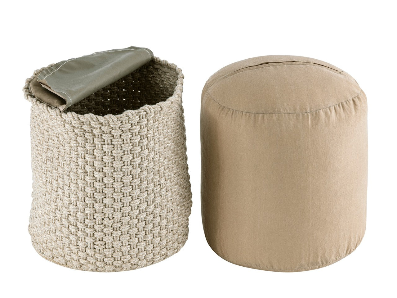Zitpoef Merino – gerecycled kunststof poef in gebreide look
