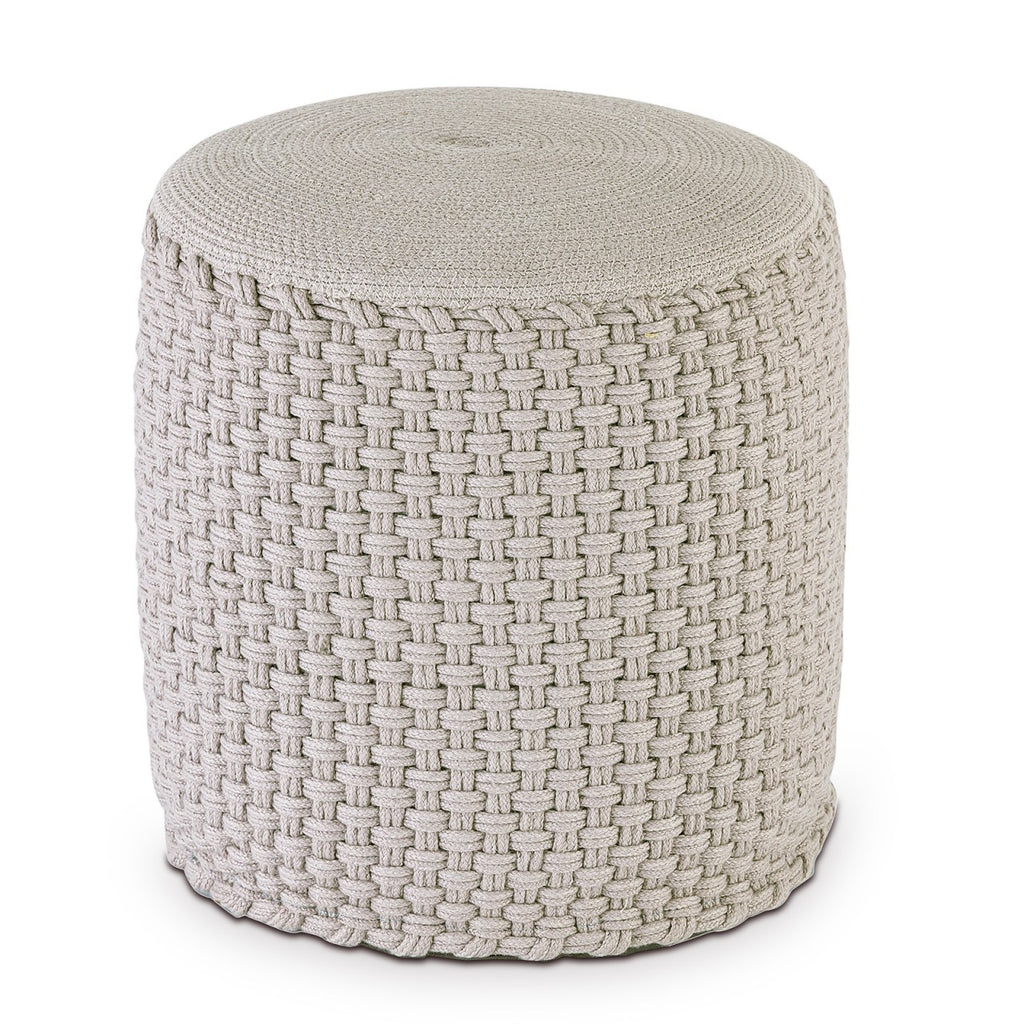 Merino pouf – water-resistant pouf made of recycled plastic in silver-grey