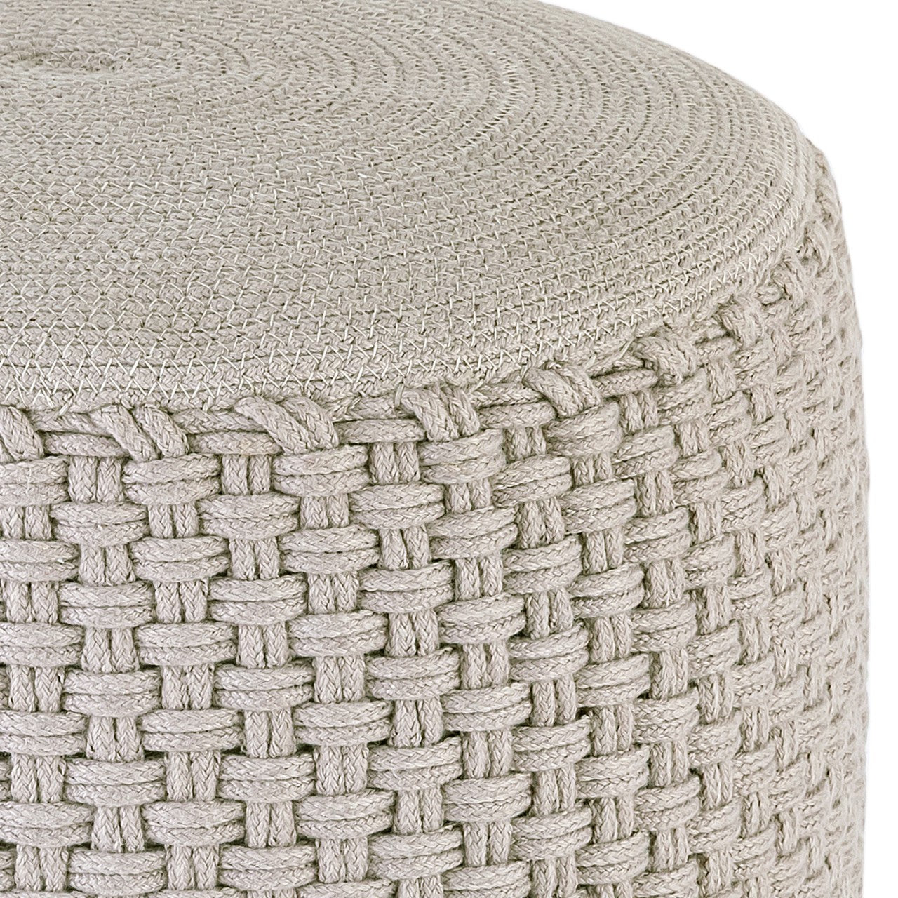 Merino pouf – water-resistant pouf made of recycled plastic in silver-grey