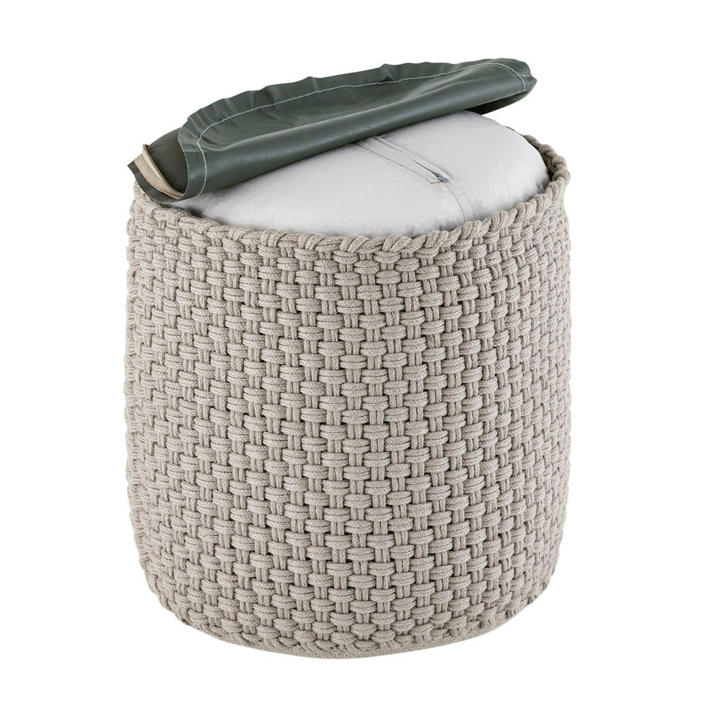 Merino pouf – water-resistant pouf made of recycled plastic in silver-grey