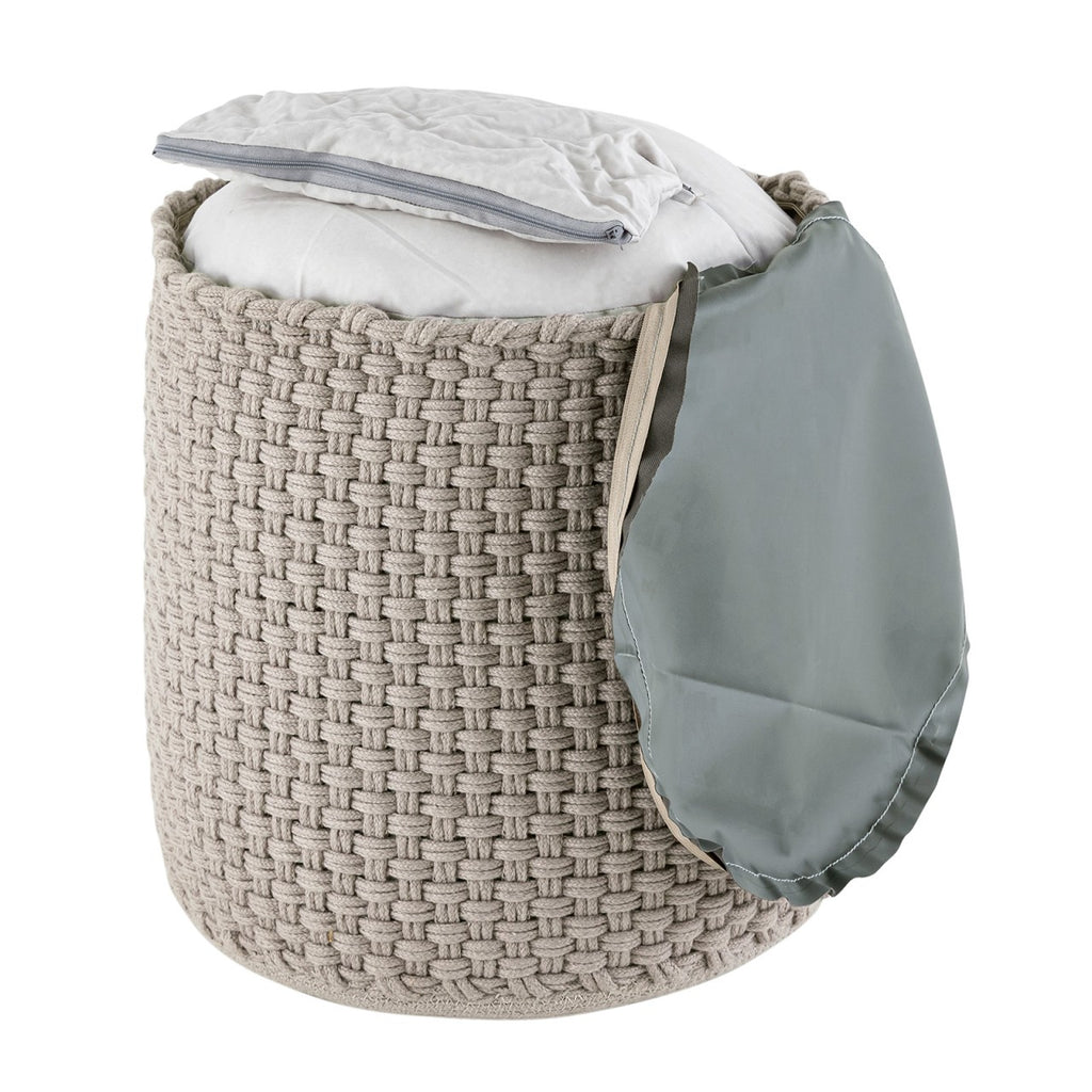 Merino pouf – water-resistant pouf made of recycled plastic in silver-grey