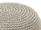 Zitpoef Mohair – handgemaakte ronde poef van gerecycled katoen in natuurtonen