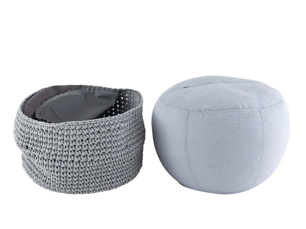 Mohair pouf – chunky knit in natural shade