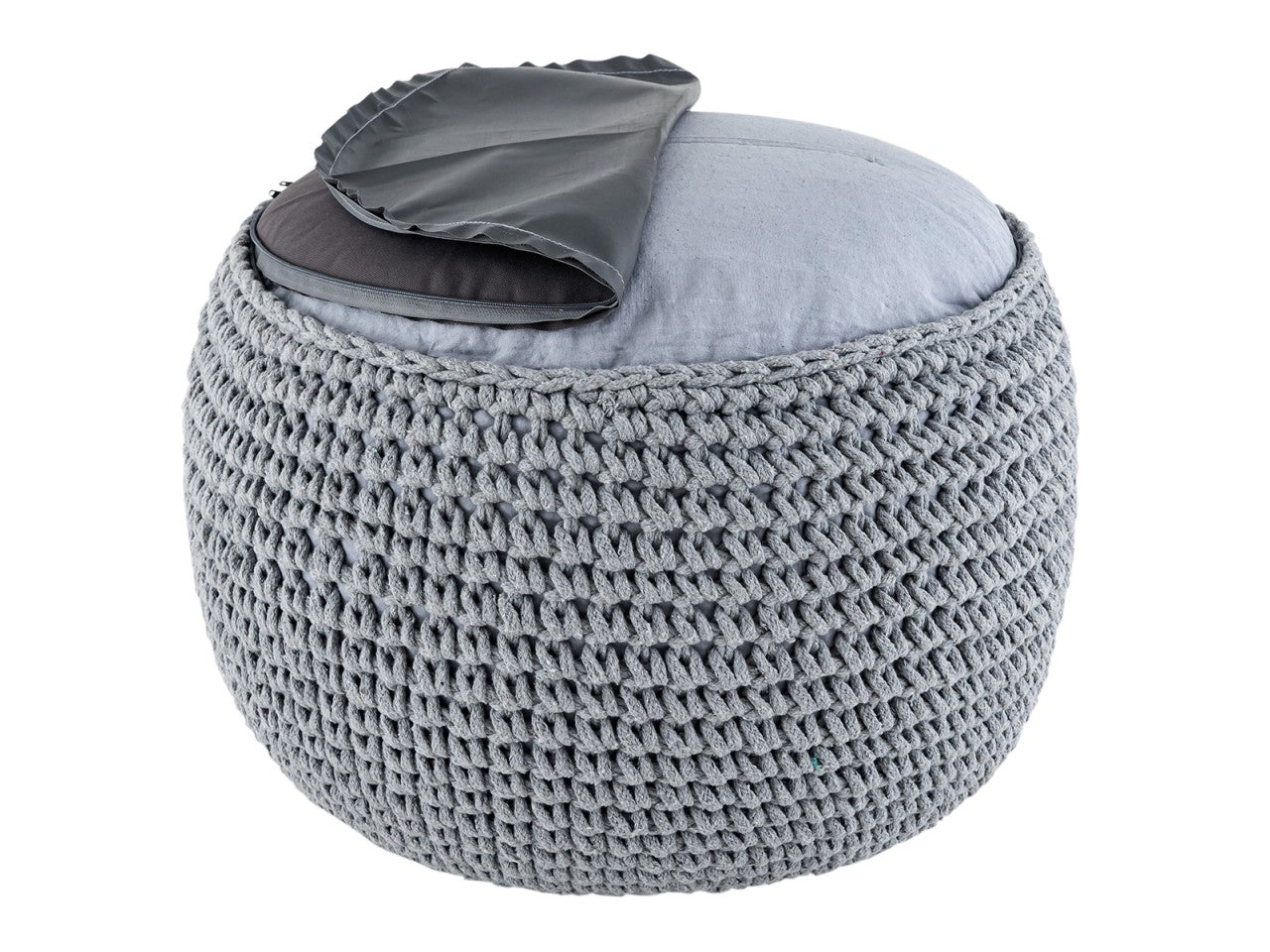 Mohair pouf – chunky knit in natural shade