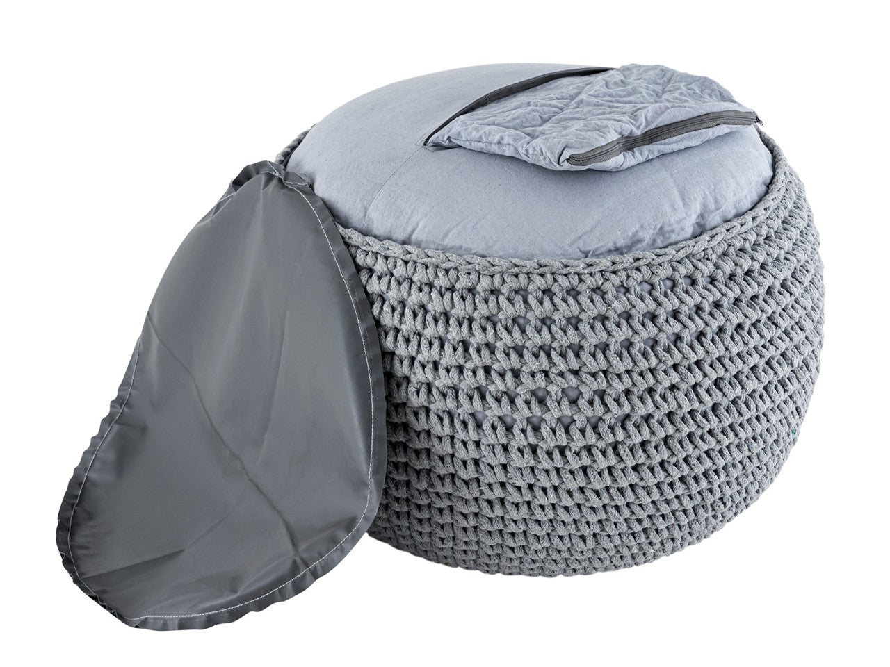 Mohair pouf – chunky knit in natural shade