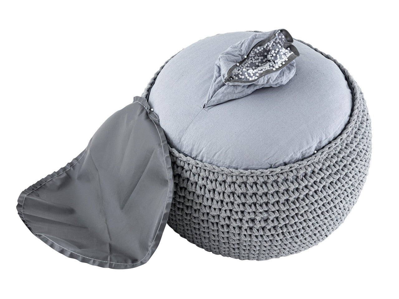 Mohair pouf – chunky knit in natural shade