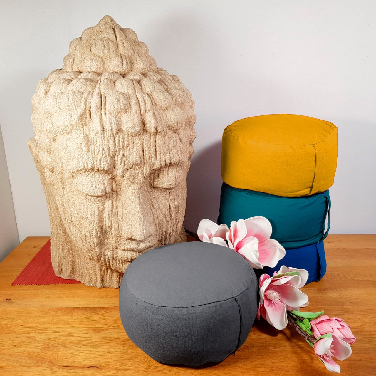 Zitpoef Zen – meditatiekussen van wasbare stof in coolgrijs