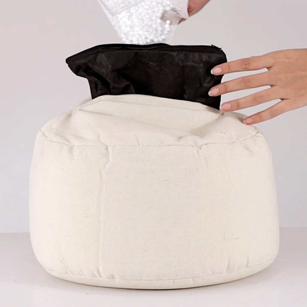 Meditation Pouf Cushion – Round Cotton with Styrofoam Beads in Six Colors