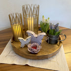 Romantic Lantern Set – handmade in gold with glass insert