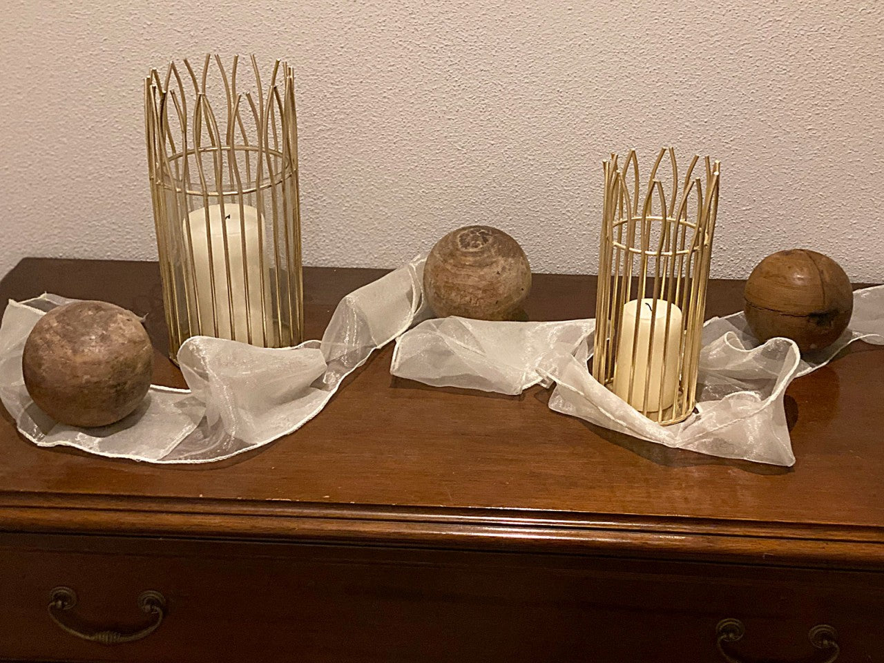 Romantic Lantern Set – handmade in gold with glass insert