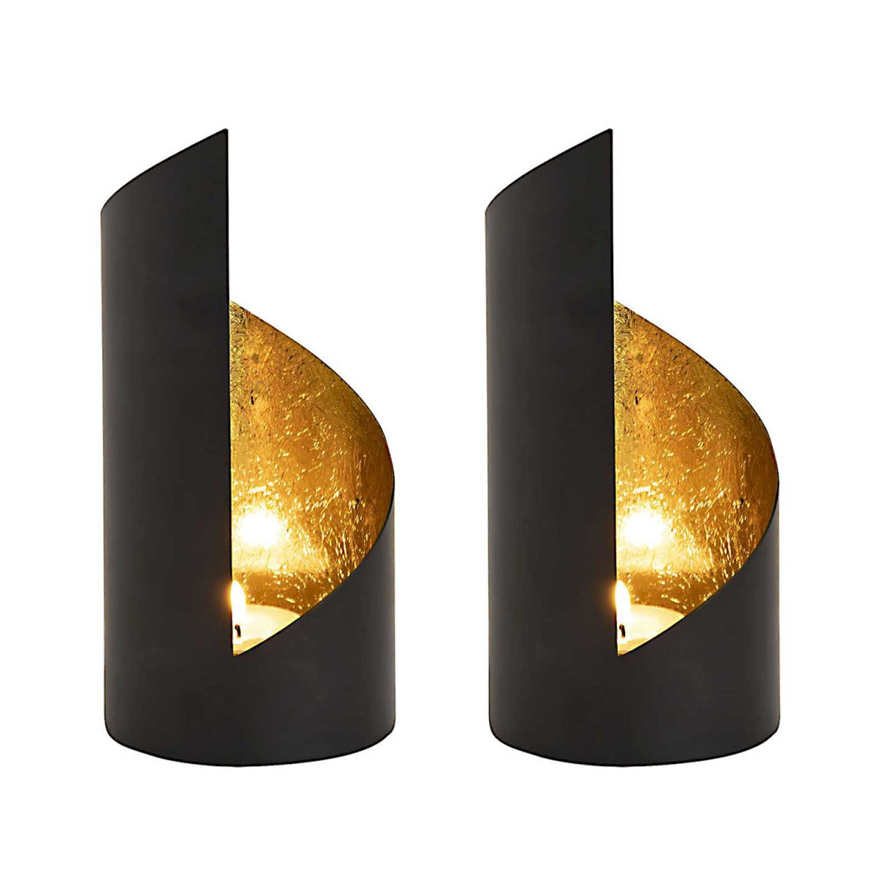 Candle holder Kevin – handmade metal in matte black with gold