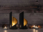Candle holder Kevin – handmade metal in matte black with gold