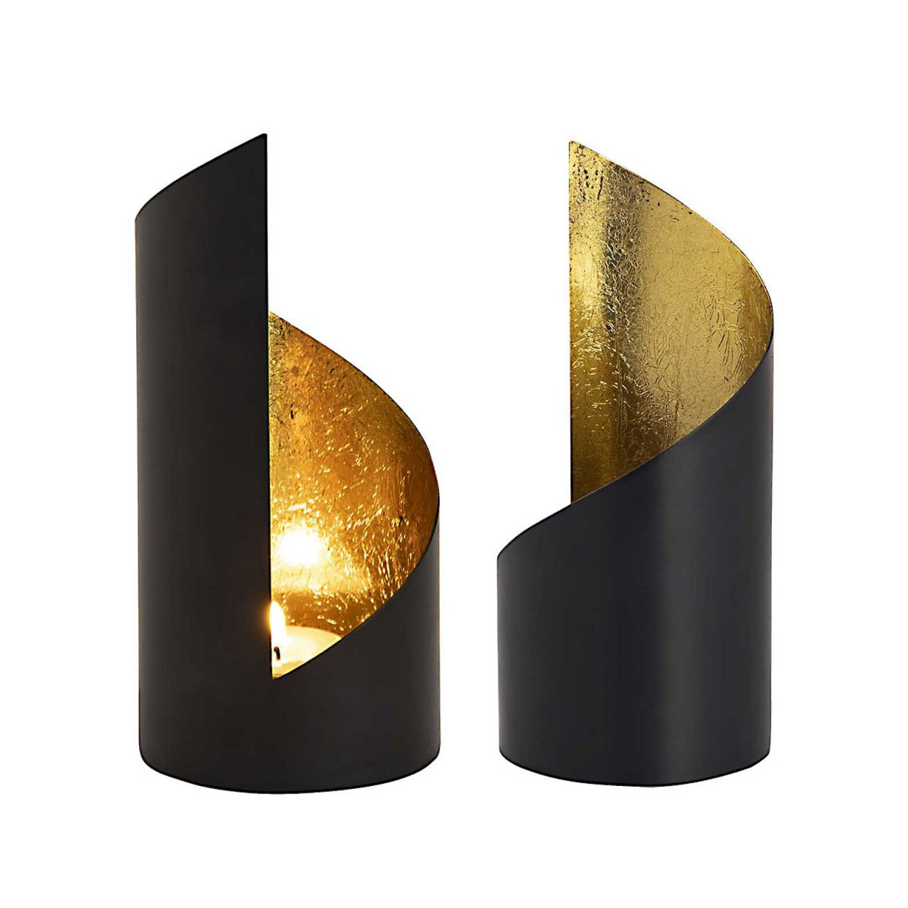 Candle holder Kevin – handmade metal in matte black with gold