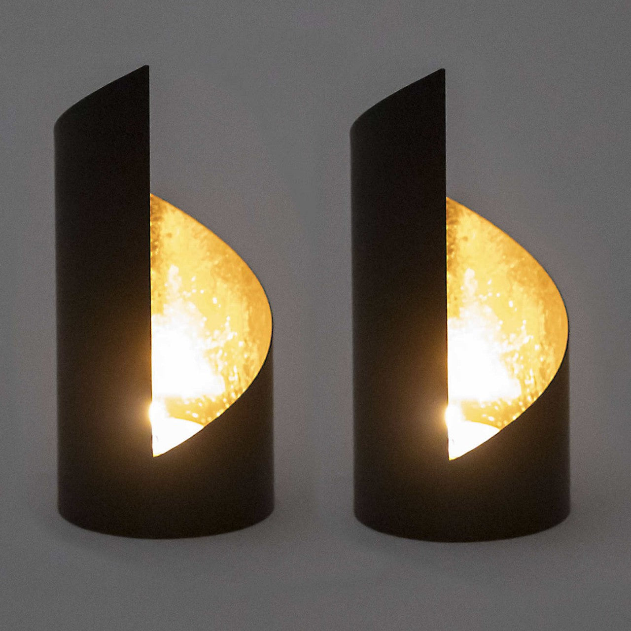 Candle holder Kevin – handmade metal in matte black with gold
