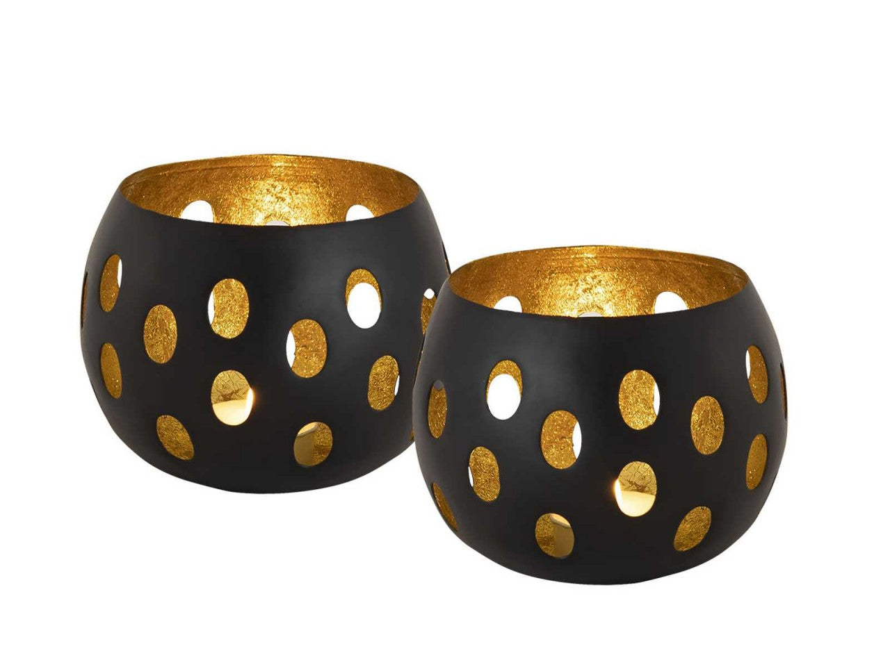 Florina tea light holder set – handmade in black and gold