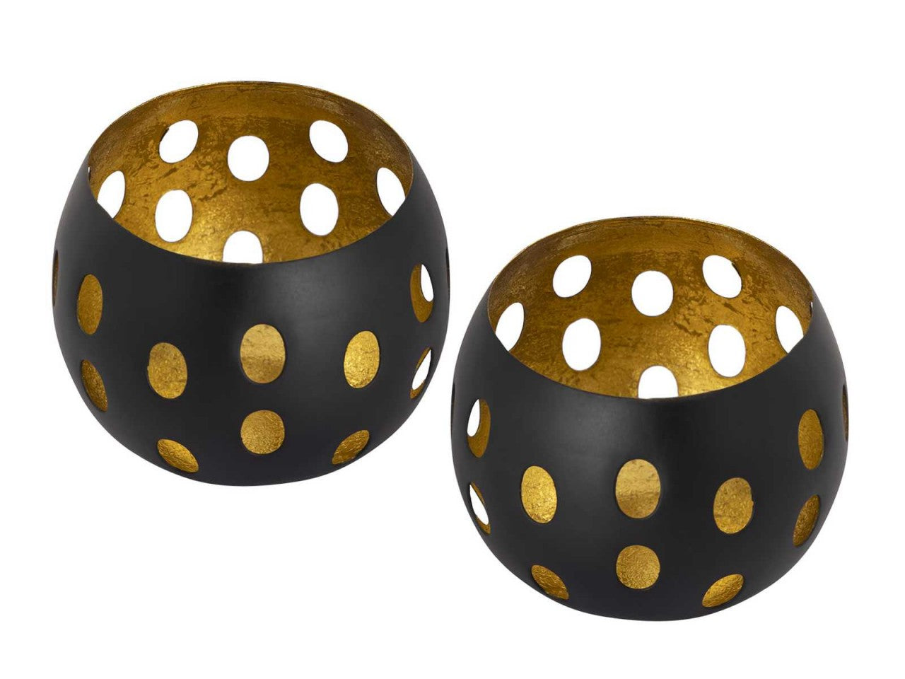 Florina tea light holder set – handmade in black and gold