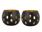 Florina tea light holder set – handmade in black and gold