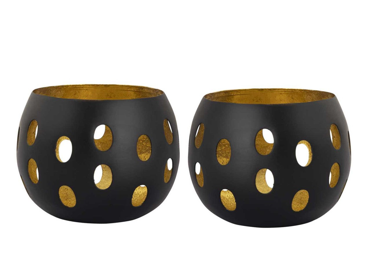 Florina tea light holder set – handmade in black and gold