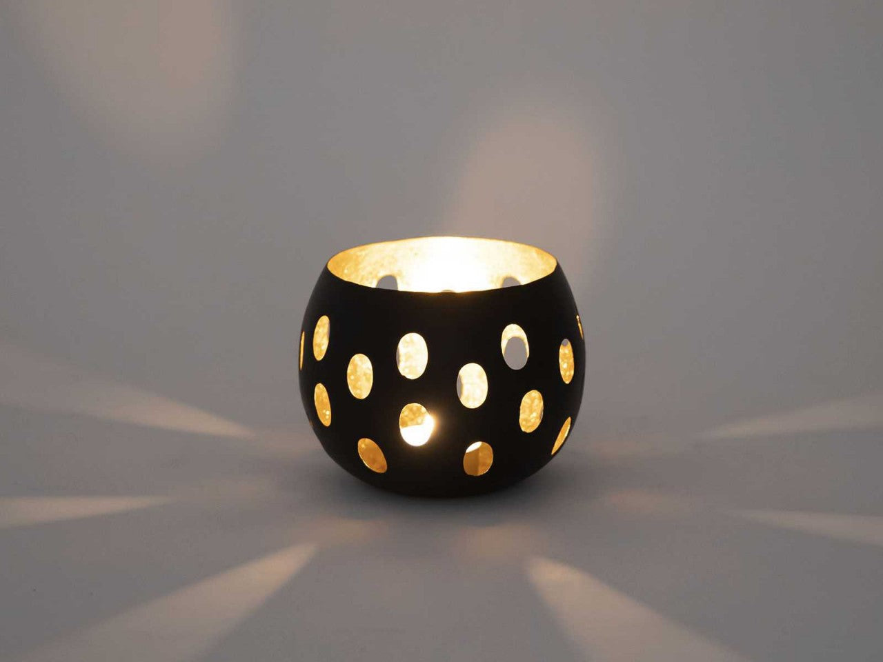 Florina tea light holder set – handmade in black and gold