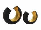 Omega candle holder set – handmade metal in matte black with gold