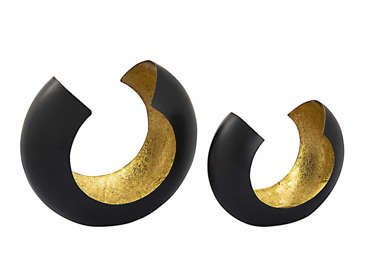 Omega candle holder set – handmade metal in matte black with gold