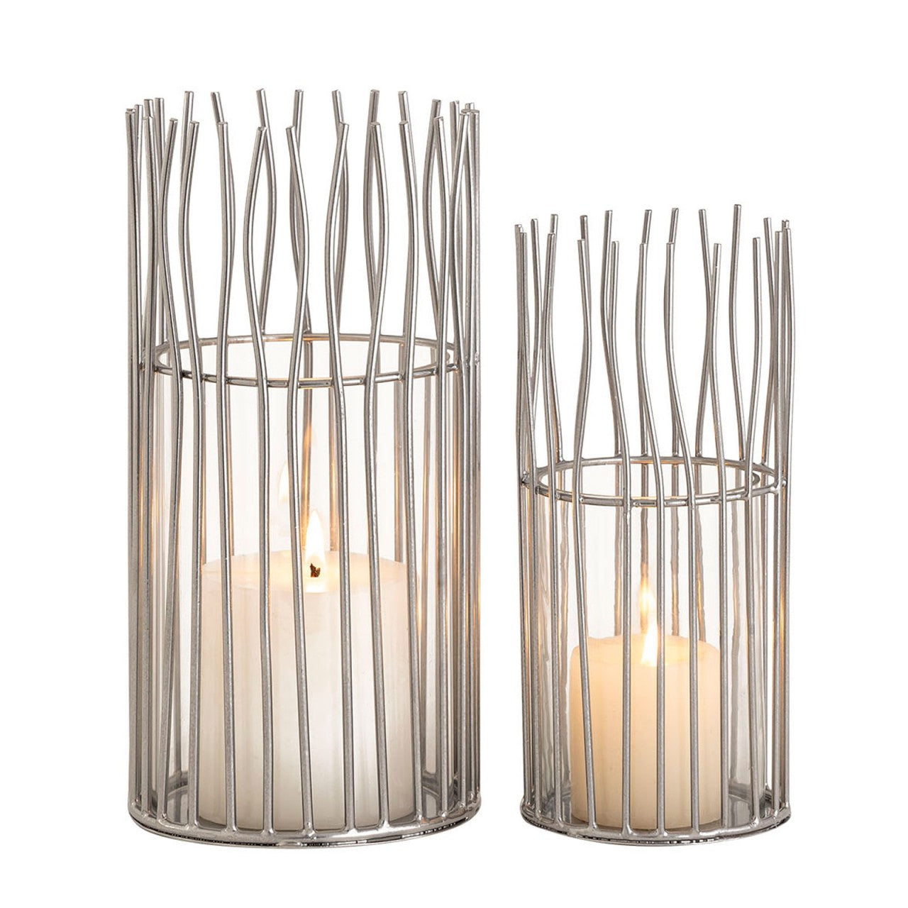 Loft Lantern Set – handmade silver candle holders