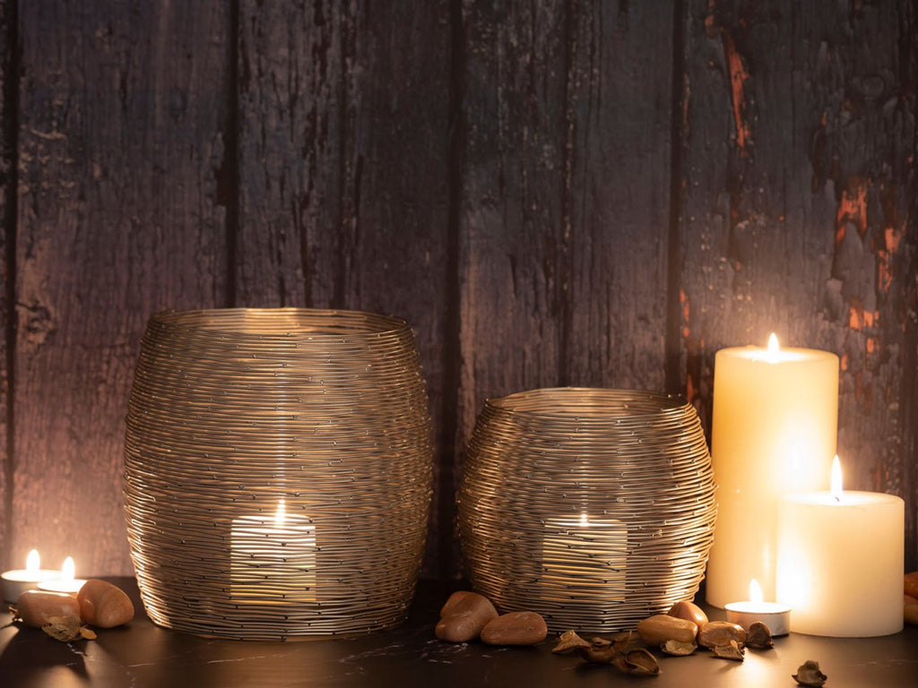 Paris tea light holder set – handmade aluminum in silver