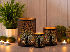 Forest candle holder – handmade metal system in black and gold